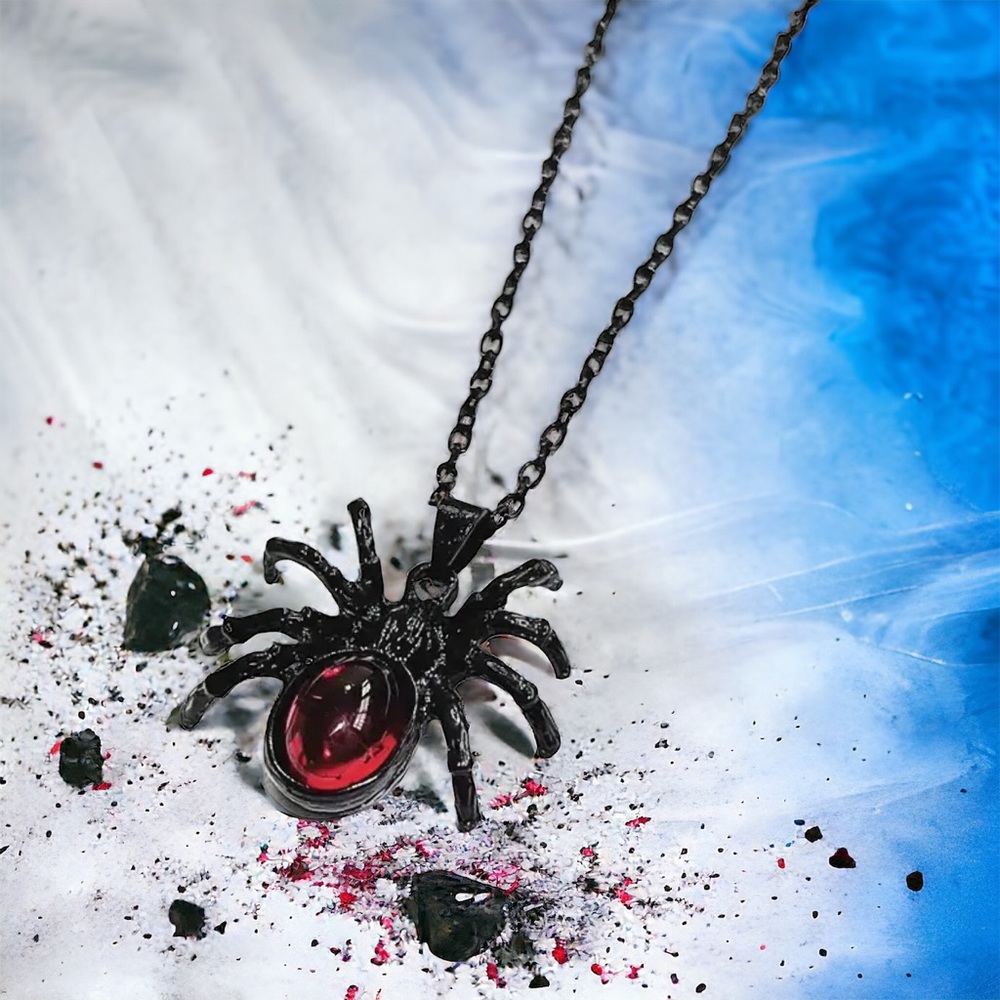 Gothic Black/Red Cute Spider Pendant Necklace Punk  Retro Style Fashion‎ Jewelry